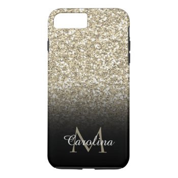 Gold Glitter  Black  Personalized Iphone 8 Plus/7 Plus Case by CoolestPhoneCases at Zazzle