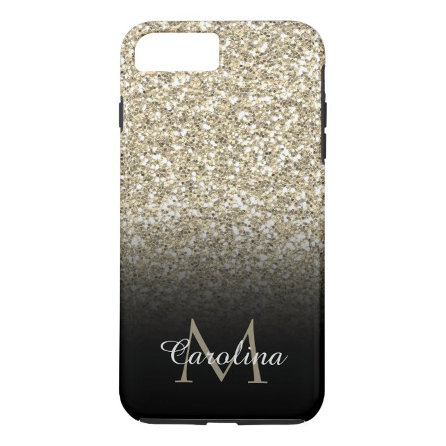Gold Glitter, Black, Personalized Case-Mate iPhone Case (Back)