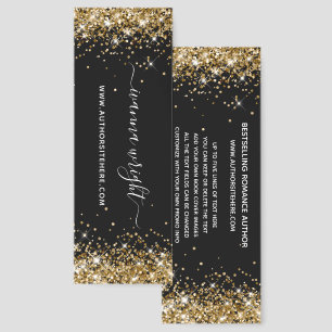 Gold Glitter Black Signature Style Author Bookmarks