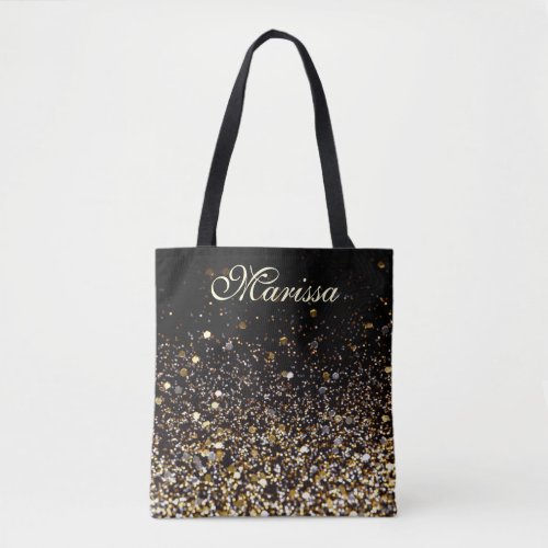 Gold Glitter Black Sparkles Modern Tote Bag