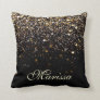 Gold Glitter Black Sparkles Stylish Throw Pillow