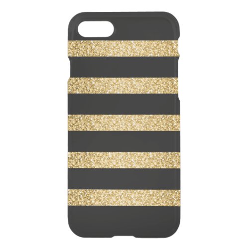 Gold Glitter Black Stripes Pattern Monogram iPhone SE87 Case