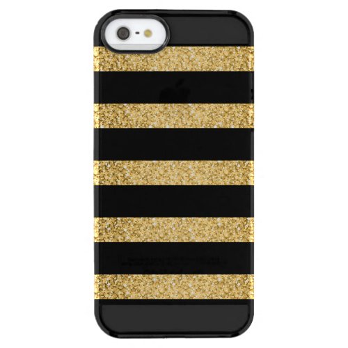 Gold Glitter Black Stripes Pattern Monogram Clear iPhone SE55s Case