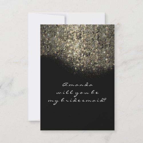 Gold Glitter Black White Confetti Bridesmaid Invitation