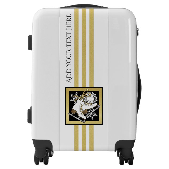 Gold Glitter Black White Ice Skating Luggage (Front)