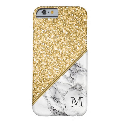 Gold Glitter Black White Marble Barely There iPhone 6 Case