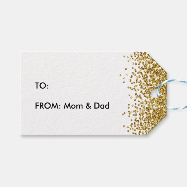 Gold Glitter Bling Gift Tags (Front (Horizontal))