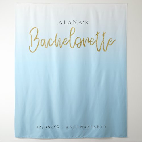 Gold Glitter Blue Bachelorette Party Photo Booth Tapestry