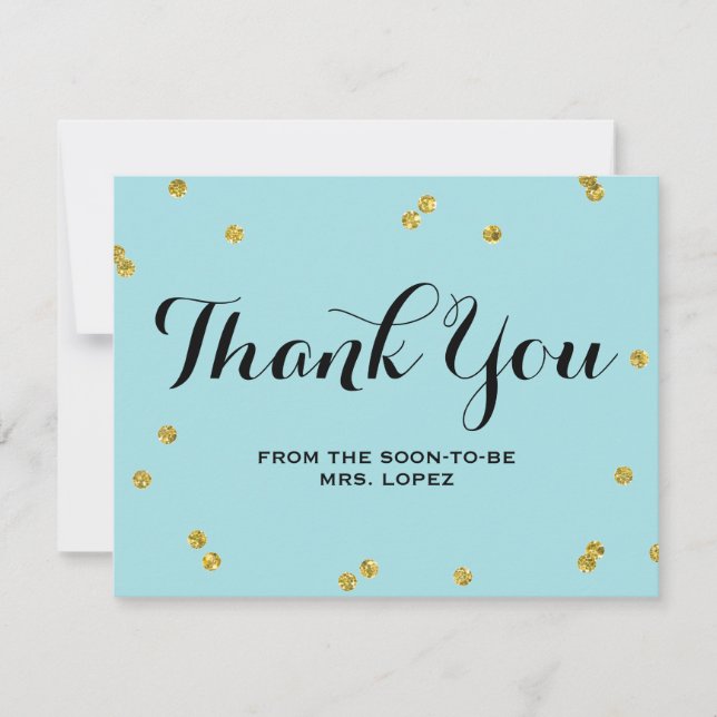 Gold Glitter Blue | Bridal Shower Thank You Cards (Front)