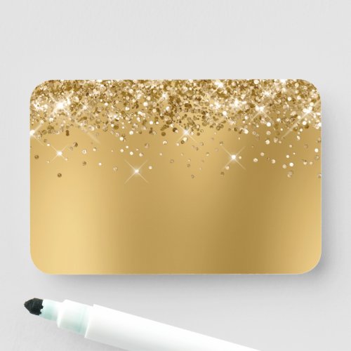 Gold Glitter Blur Blank Name Tag