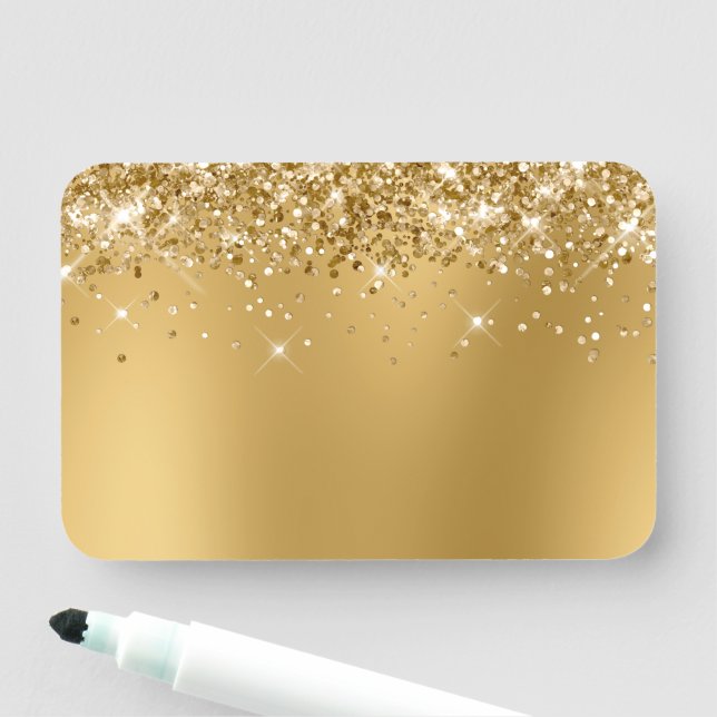 Gold Glitter Blur Blank Name Tag (In Situ)