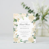 Gold Glitter & Blush Ivory Floral Bridal Shower Invitation Postcard (Standing Front)