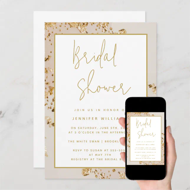 Gold Glitter Blush Pink Bridal Shower Invitation Zazzle