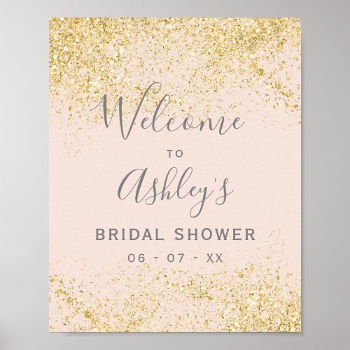 Gold glitter blush pink bridal shower welcome poster