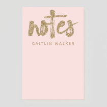 Gold Glitter Blush Pink Sticky Notes Pad