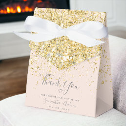Gold glitter blush pink thank you wedding favor boxes