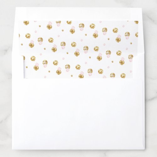 Gold Glitter  Blush Pink Watercolor Envelope Liner