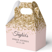 Gold Glitter Blush Sweet Sixteen Favor Boxes