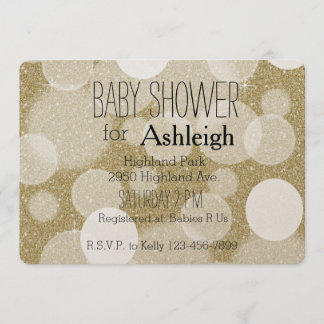 Gold Glitter Bokeh baby shower Invitation