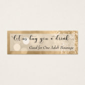 Gold Glitter Bokeh Script Mini Drink Ticket (Front)