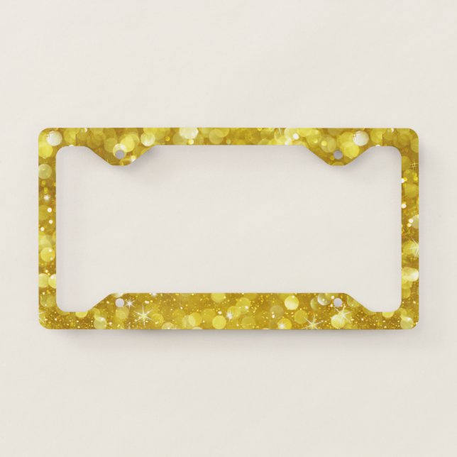 Gold Glitter Bokeh Style License Plate Frame (Front)