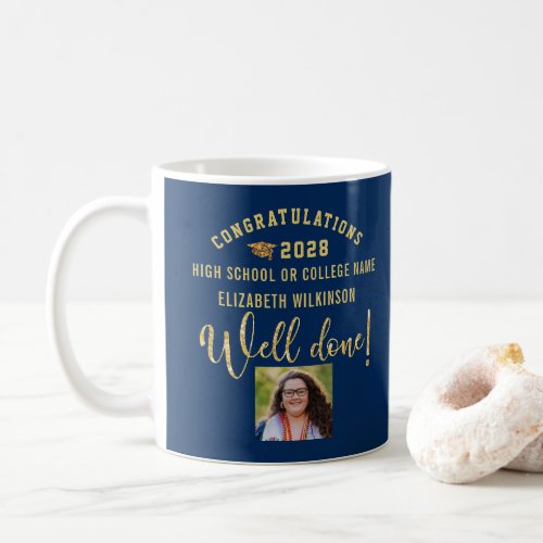 Gold Glitter Bold Script Custom Photo Graduation Coffee Mug