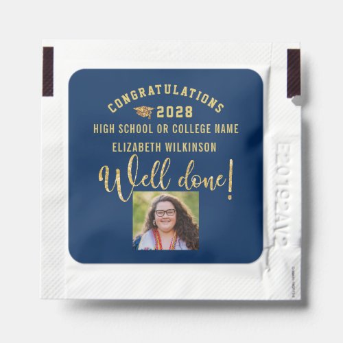 Gold Glitter Bold Script Custom Photo Graduation Hand Sanitizer Packet