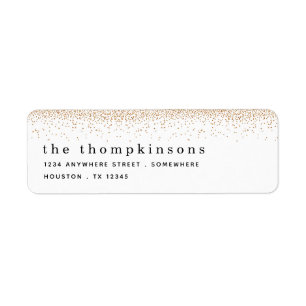 Gold Glitter Border Name Return Address Holiday Label
