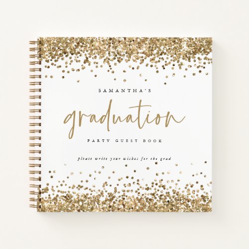 Gold Glitter Borders 2024 Graduation Guest Book