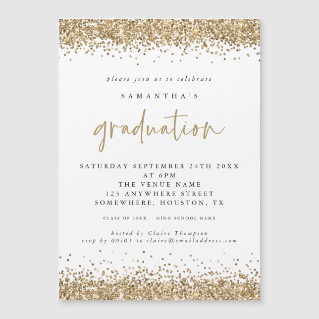 Gold Glitter Borders 2024 Graduation Invitation (Front)