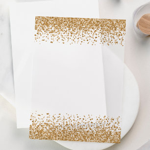 Gold Glitter Borders Wedding Vellum Invitations