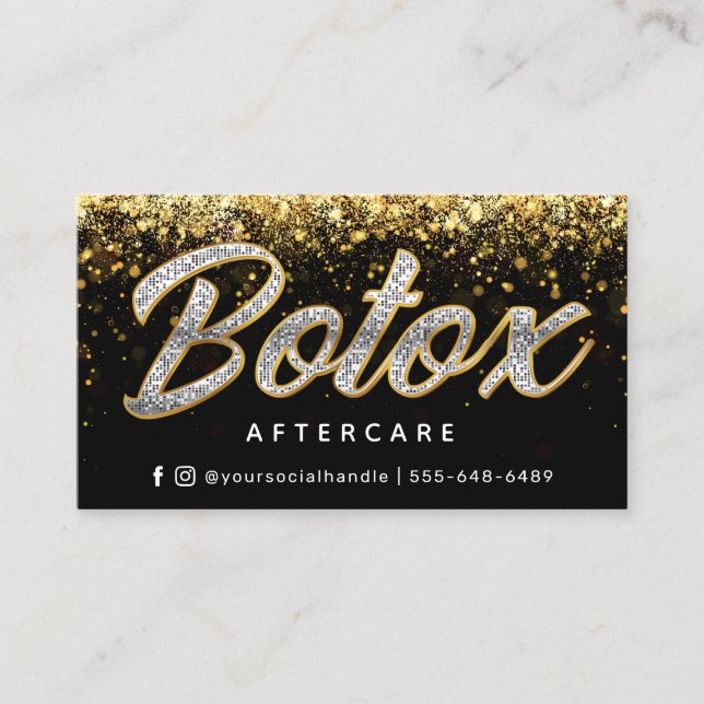 Gold Glitter Botox Aftercare Card (Front)