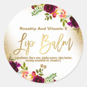 Gold Glitter Bouquet White Lip Balm Labels