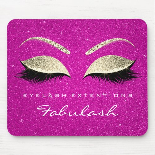 Gold Glitter Branding Beauty Hot Pink Lashes Mouse Pad