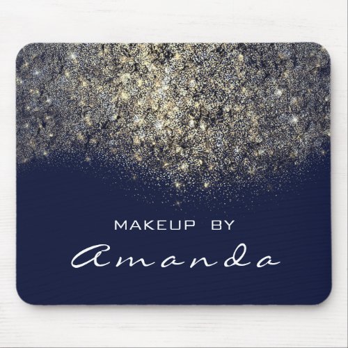 Gold Glitter Branding Beauty Studio Makeup Navy Bl Mouse Pad