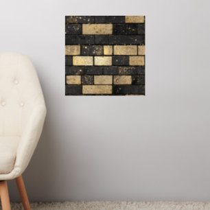 Gold Glitter Brick Pattern Wall Decal