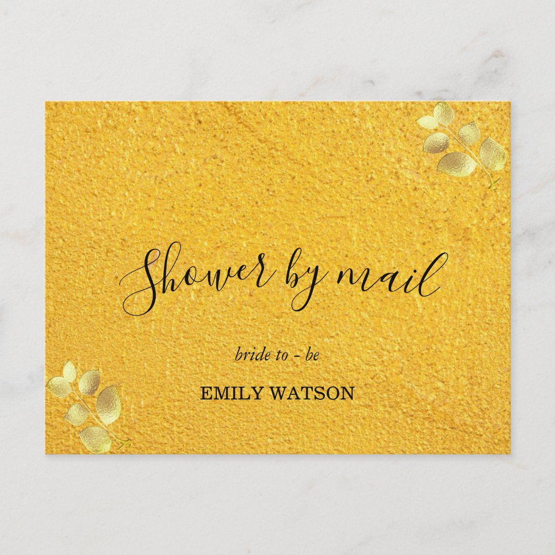 Gold Glitter Bridal Shower By mail Invitation Postcard Zazzle