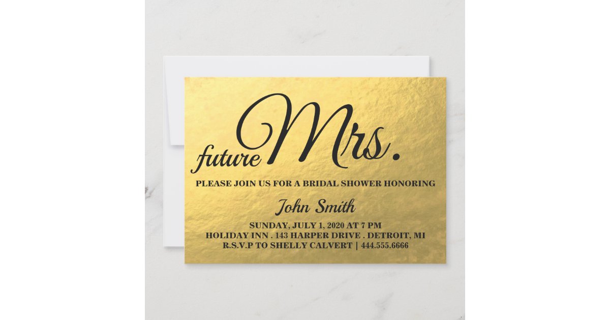 Gold Glitter Bridal Shower Future Mrs Invitation Zazzle