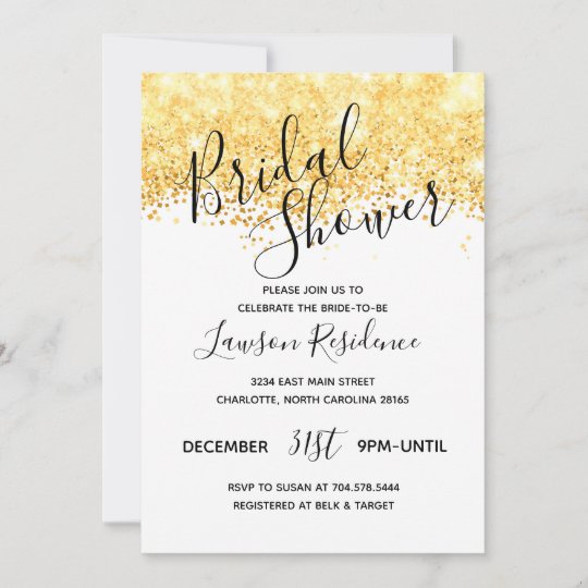 Gold Glitter Bridal Shower Invitation | Zazzle.com