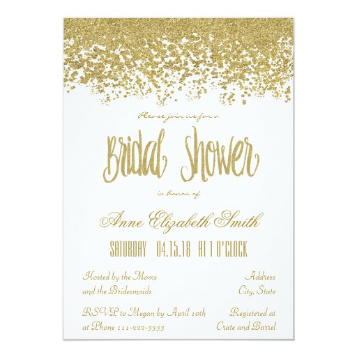 Gold Glitter Bridal Shower Invitation | Zazzle