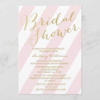 Gold Glitter Bridal Shower Invitations by fancypaperie at Zazzle