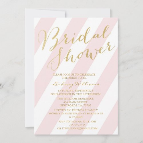 Gold Glitter Bridal Shower Invitations