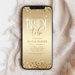 Gold Glitter Bridal Shower Mobile Invite