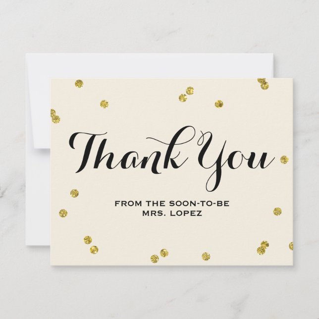 Gold Glitter | Bridal Shower Thank You Cards (Front)
