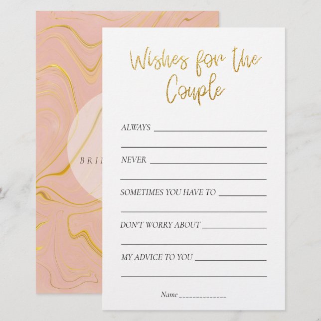 Gold Glitter Bridal Shower Wishes for the Couple (Front/Back)