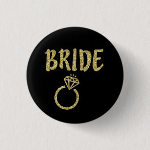 Gold glitter bride button