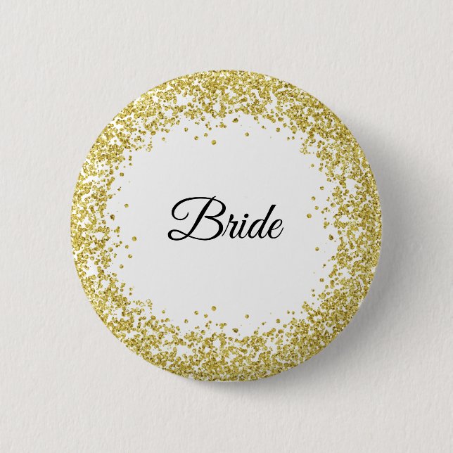 Gold Glitter. Bride. Button (Front)