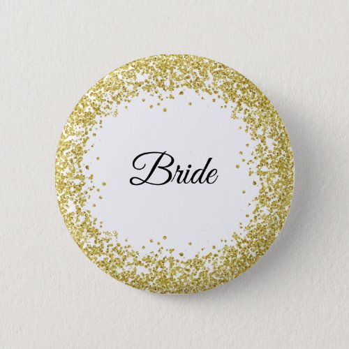 Gold Glitter Bride Button