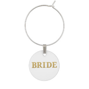  Gold Glitter "Bride" Script Wine Charm 