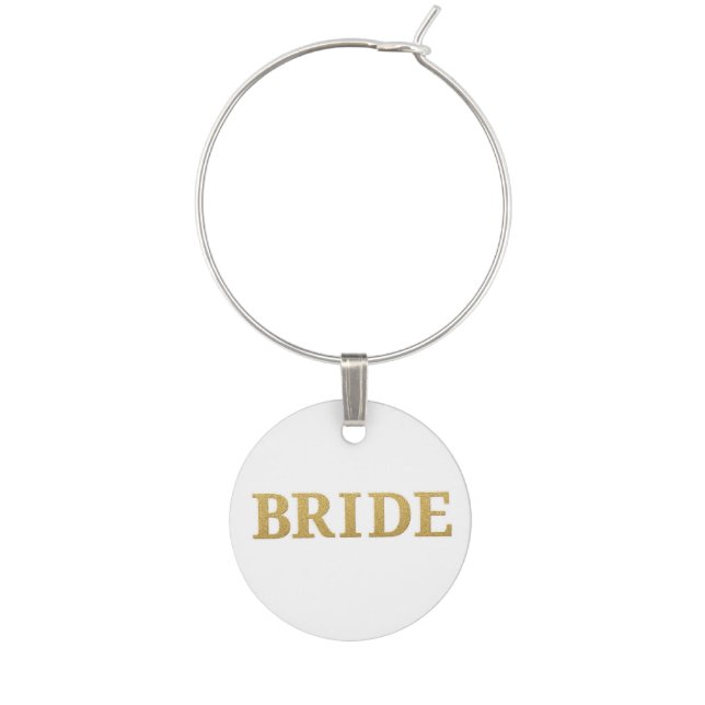  Gold Glitter "Bride" Script Wine Charm  (Front)